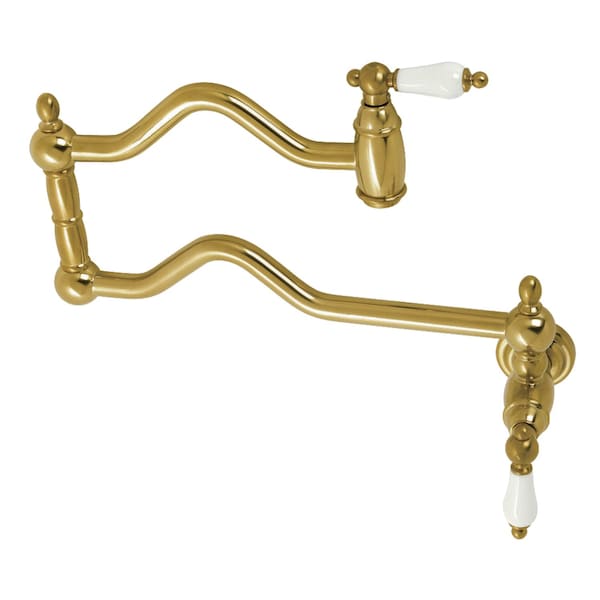 Kingston Brass KS2107PL Wall Mount Pot Filler, Brushed Brass KS2107PL - main